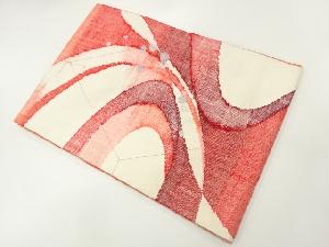 未使用品　手織り真綿紬流水に水玉模様織出し名古屋帯